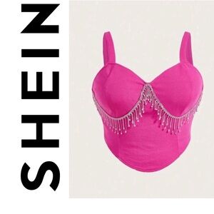 Plus Barbie Pink with Rhinestones and Fringe Cami